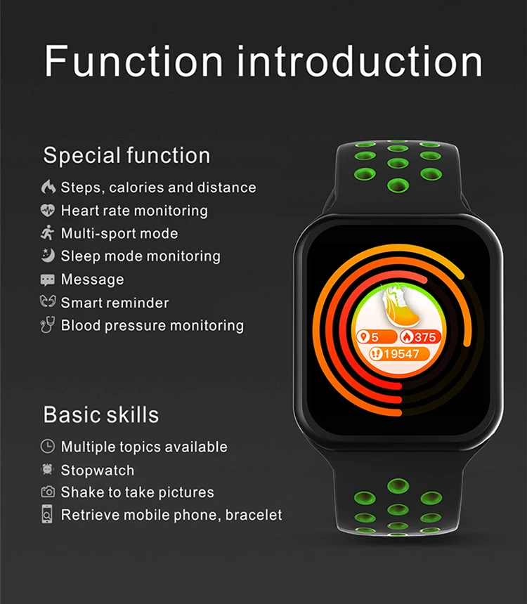 
F8 Sport Smart Watch Men Women Heart Rate Blood Pressure Pedometer Fitness Tracker Monitor Waterproof F8 SmartWatch F9 B57 