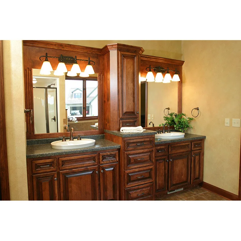 Home Decor Luxury American Style Solid Wood Bathroom Cabinet Modern Washroom Furniture