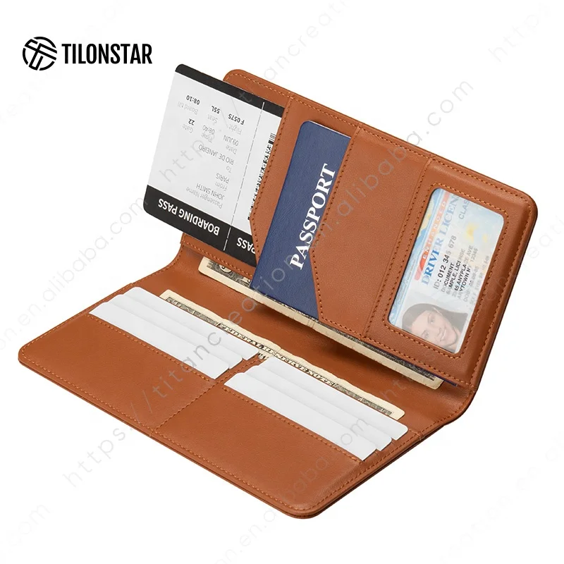 TILONSTAR TPW100 Custom Logo Leather Passport Sleeve Men Women Passport Holder for Travel