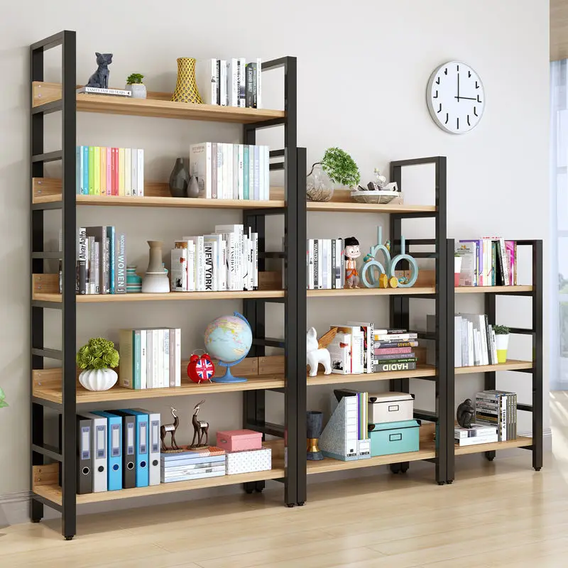 Easy To Install Metal Frame Customized Books Storage Shelf Bookshelf Wood Bookcases Old American