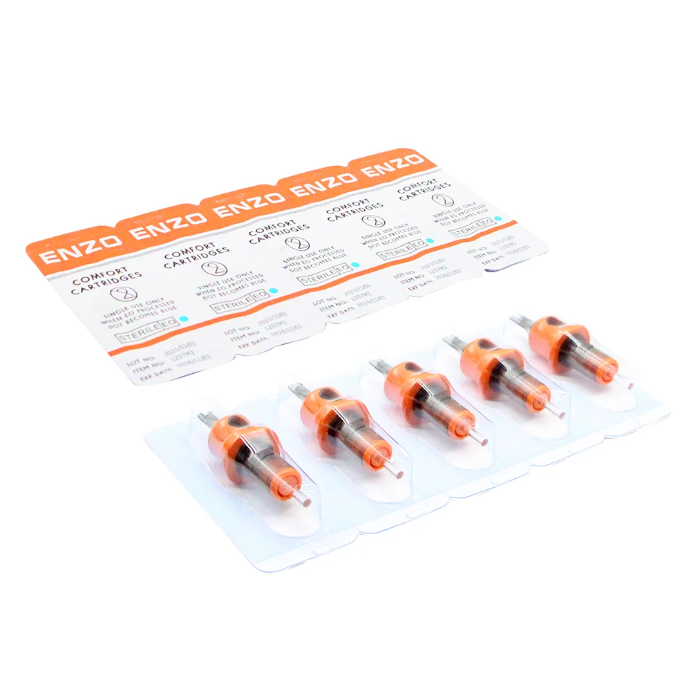 2022 Hot Tattoo Cartridge ENZO Round Liner Shader Bugpin Available Long Tips For All Size Permanent Makeup 1RL Needles