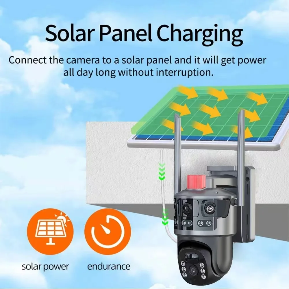 SPM 4G Double Panel Solar Security Camera 50X Optical Zoom Human Face Recognition Night Vision Full Color Solar Cctv Camera