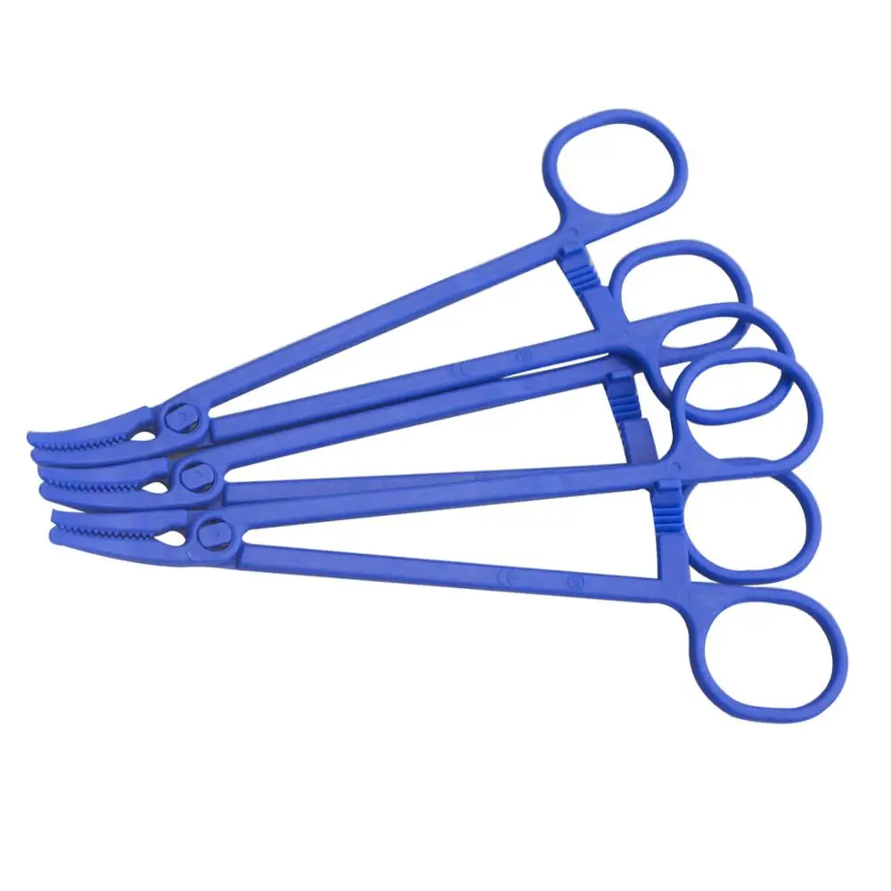 Medical Plastic Hemostat Forceps Long Curved Sharp Mouth Pliers Surgical Cotton ball Sponge Clamp