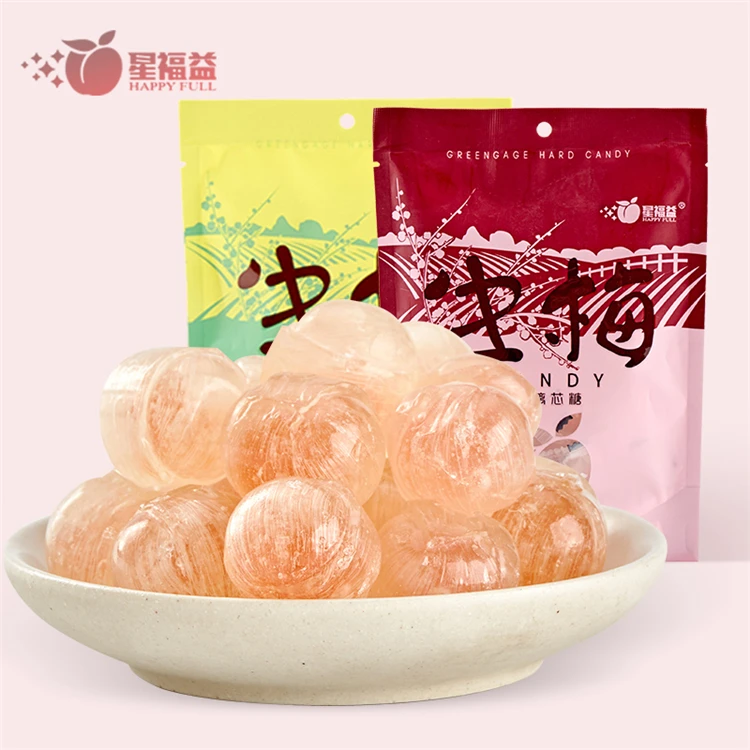 
China Factory Outlet Happyfull Private Label OEM Crystal Dried Fruit Plum Sauce Lemon Prune Hard Candy 