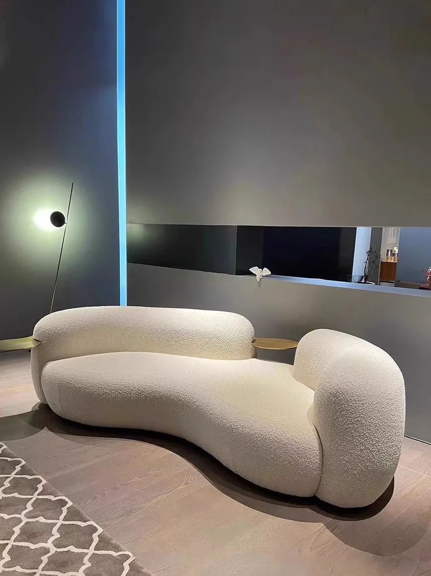 Nordic light luxury designer living room creative minimalist simple technology cloth reception curved pea sofa beauty salon