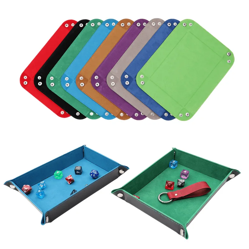 Factory Directly Supply Custom Logo Rectangle Function Jewelry Folding Storage Foldable Home Hotel Travel Pu Leather Dice Tray
