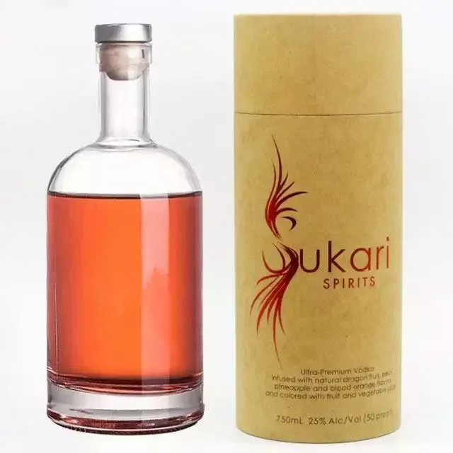 Пользовательские классические роскошные коричневые винные виски стеклянная бутылка для воды банка круглая коробка для винных бутылок коробки