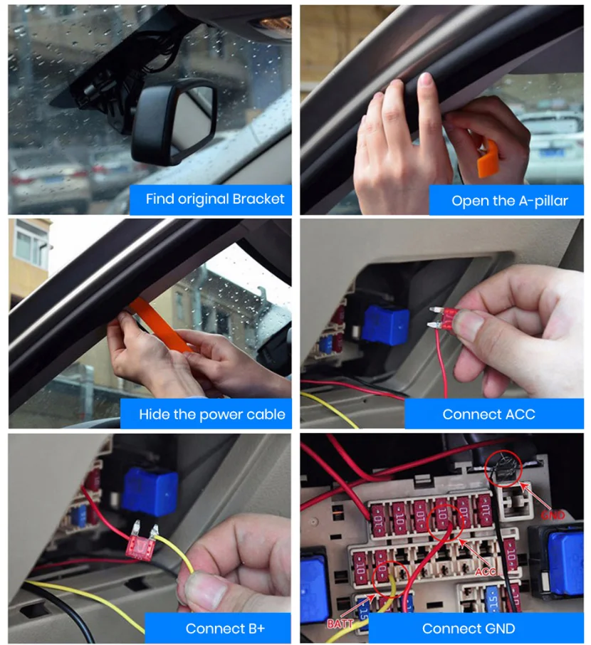 5V 4A ACC Car Charger Hardwire Kit for Dash Cam 24H Parking Monitoring Car DVR Dashcam Camera Buck Line 24H Monitoring