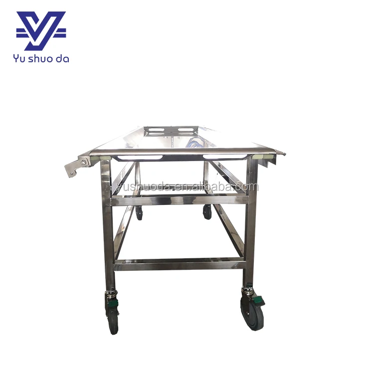 New design roller style hospital use autopsy trolley with brakes