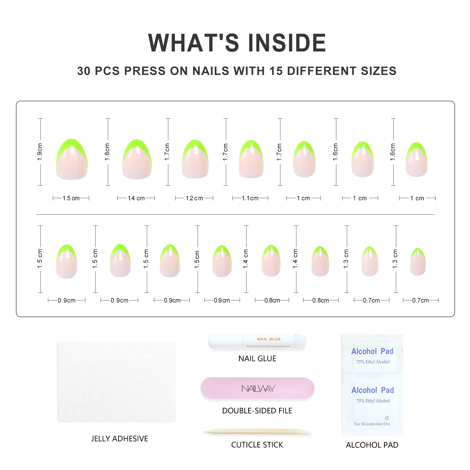Nailway New Design Wholesale Glossy Short Oval 15 Sizes 30Pcs Artificial Fake Nails Soft Gel Press On Nails
