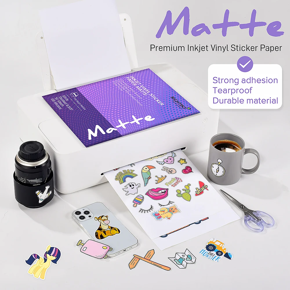 Best label sticker paper material paper sticker sheets vinyl sticker paper 8.5x11 inches for inkjet printer