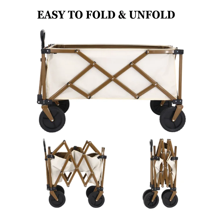 Eaynon Metal Fram Canvas Fabric Outdoor Zhejiang Beach Shopping Folding Collapsible Camping Cart