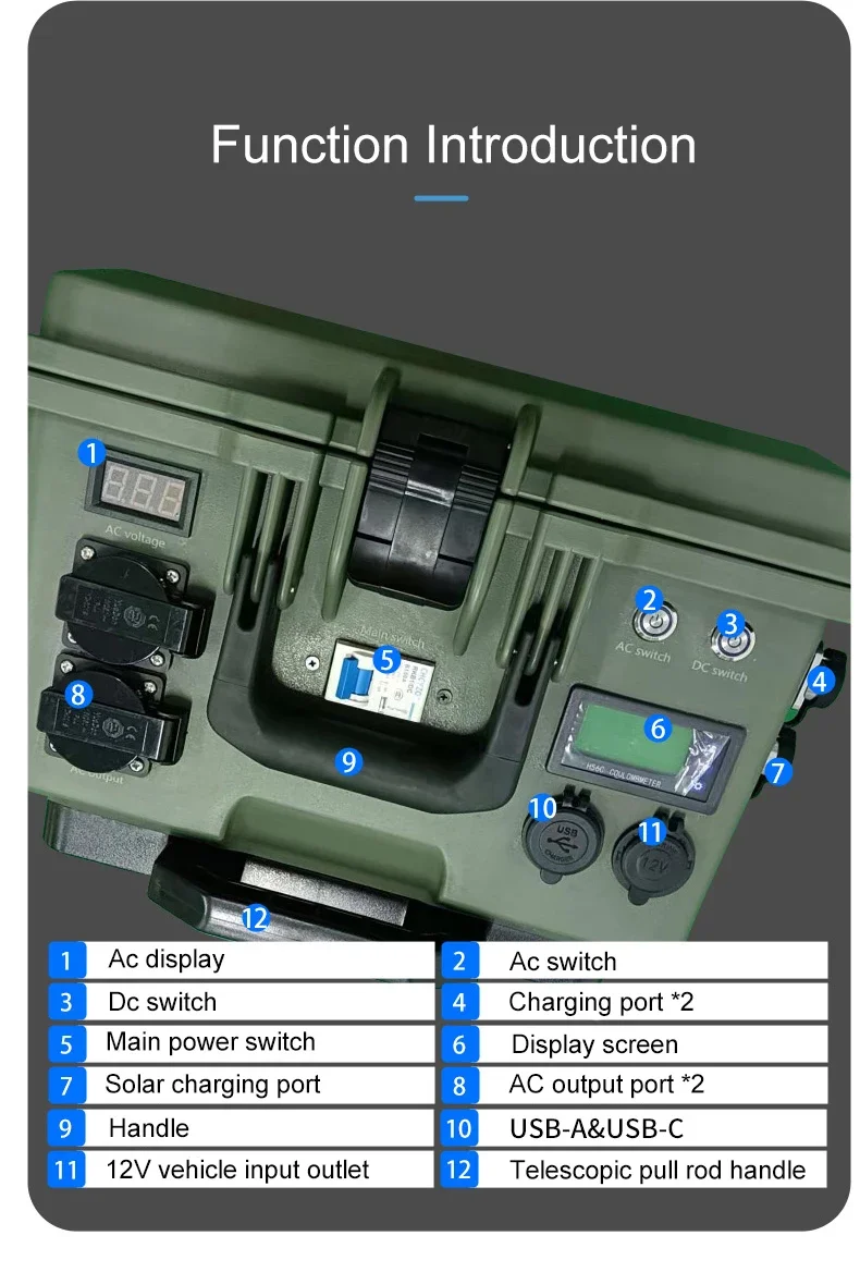 Rechargeable 5kw portable lifepo4 solar power generator 3000W portable power station for outdoor camping life