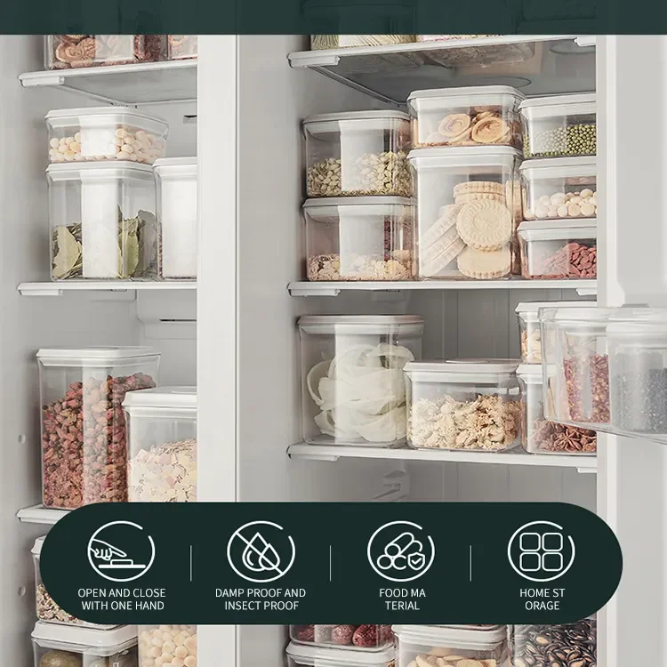 China Manufacturer Food-grade Pp AS Plastic Bpa Free Airtight Dry Cereal Food Storage Container Canister With Lid