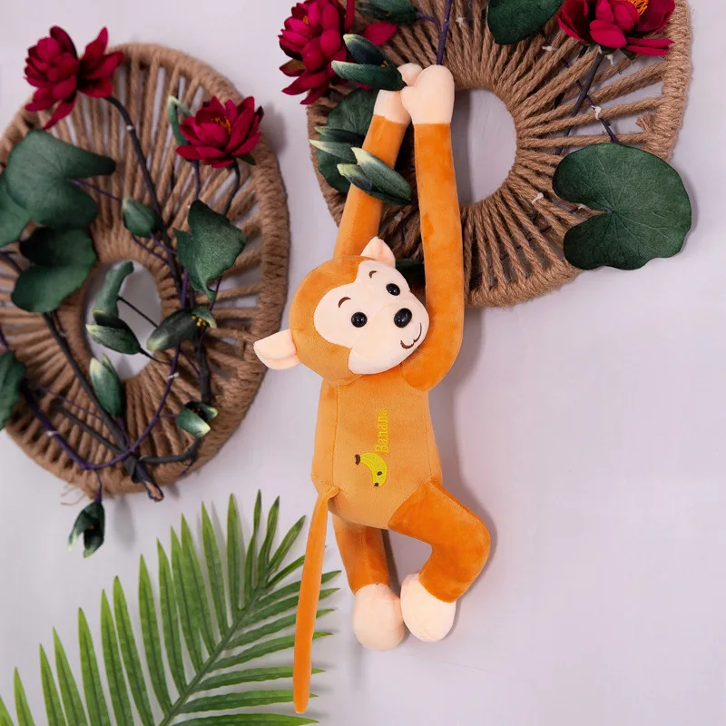 Wholesale In Stock 45/55/65cm Long Arm Monkey Plush Toy Hanging Monkey Lovely Button Monkey Soft Plush Kids Toys Gift