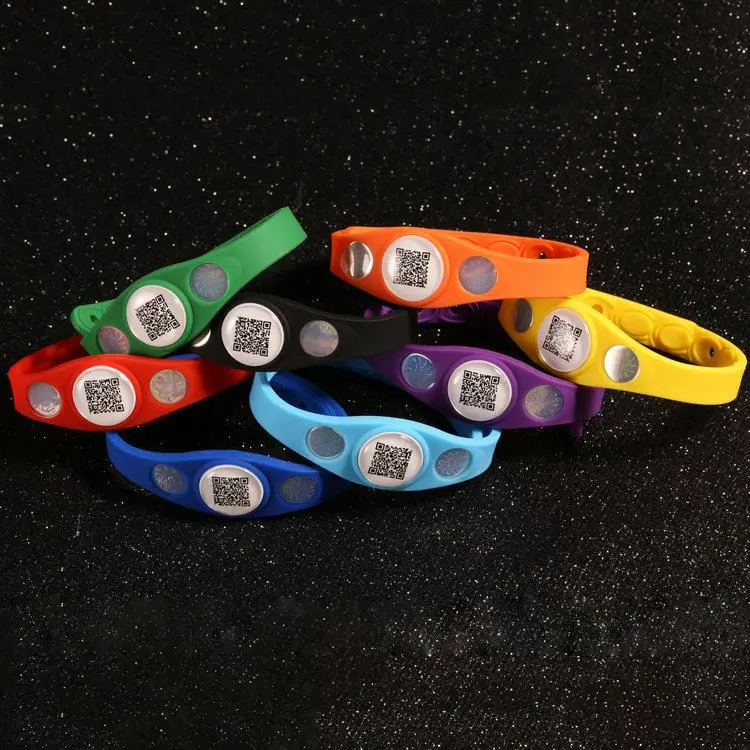 Wholesale Adjustable Size Balance Negative Ion Pure  Power Band Wristband Silicone Energy QR Code  Bracelet