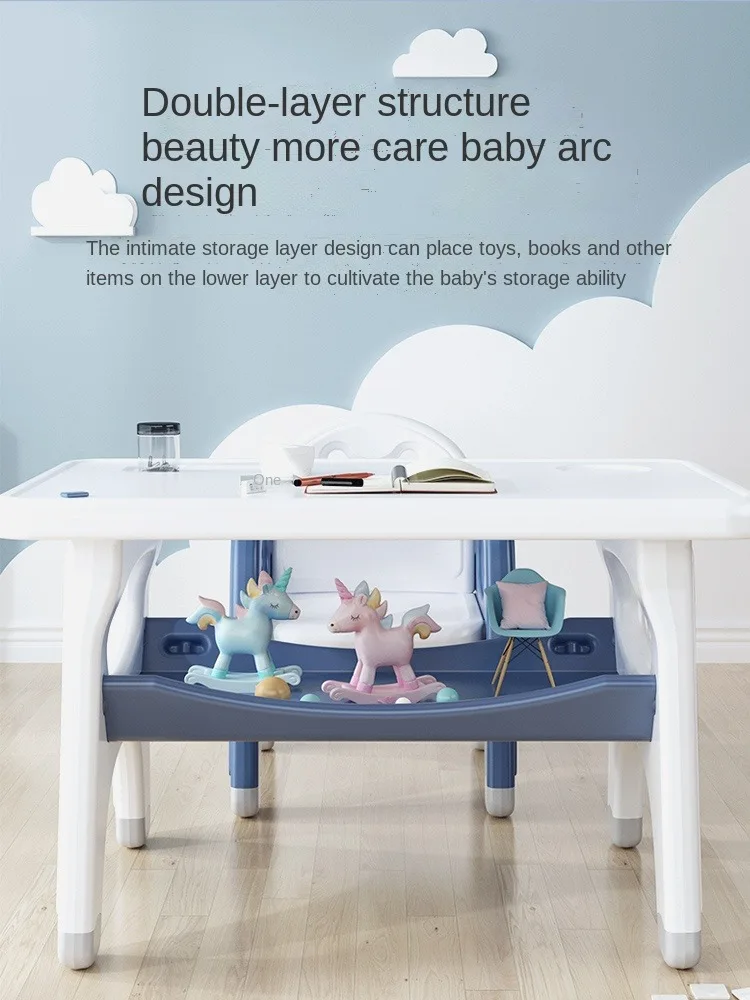 Nordic Children Furniture Baby Feeding Table Plastic Low Dining Tables And Chair Set Kindergarten Kids Study Table With Chair