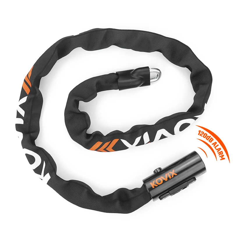8mm reinforced hardened steel round chain alarm Bike Security Chain Lock Alarm chain lock smart bicycle lock