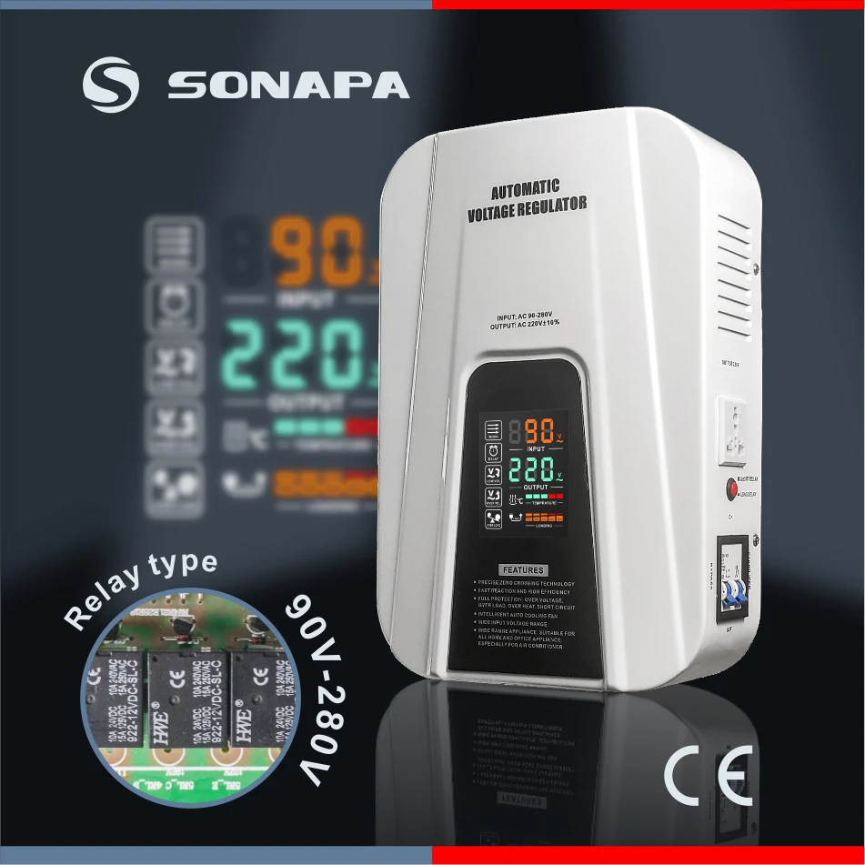 TVR-8000VA Ac220V Auto Power Voltage Regulator Stabilizer 90V to 220V Electric Protecting The Machine