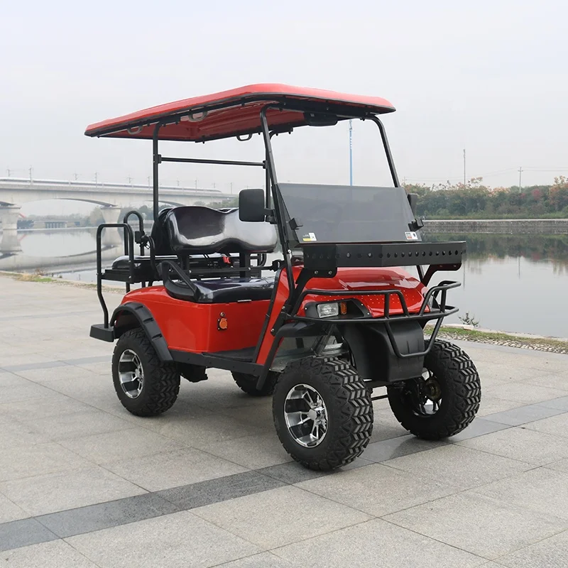Professional off road 4 seater red electric golf cart with CE certification