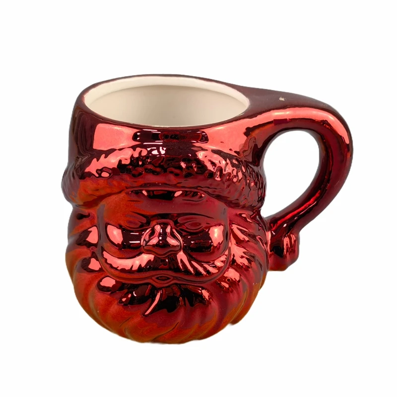 Christmas holiday Santa deer mugs ceramic with gold handle electroplating ceramic coffee mug and gold rim Gold Mug