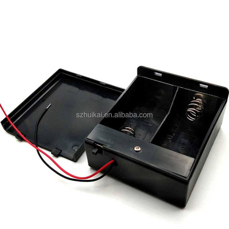 4X D Size Battery Holder Contain Two Wires with Cover and Switch