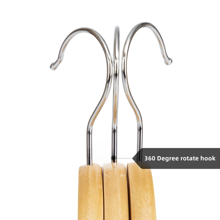 YIKAI Wooden Coat Hanger with Non-slip Transparent Rubber Hose for Clothing Hanger