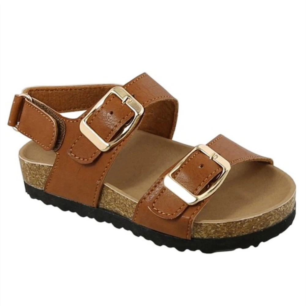 Детские сандалии из искусственной кожи на заказ, повседневная обувь для девочек и мальчиков, детские тапочки с ремешком на щиколотке, Детская пробковая обувь