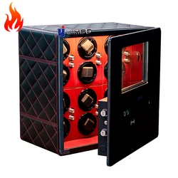 Jimbo Jewellery luxury leather automatic orbit rotating motor fingerprint watch winder safe