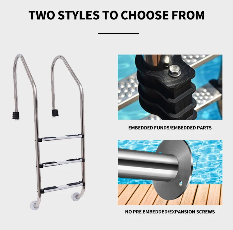 Direct Factory Good Price Polishing Customized 2-5 Steps 1.0mm Stainless Steel 304/316 Swimming Pool Ladders with Anchor Type