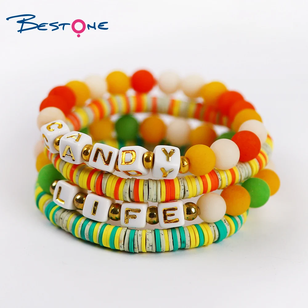 Wholesale Rainbow Mix Polymer Clay Bracelet Beads Boho Heishi Disc for Jewelry Making 6mm