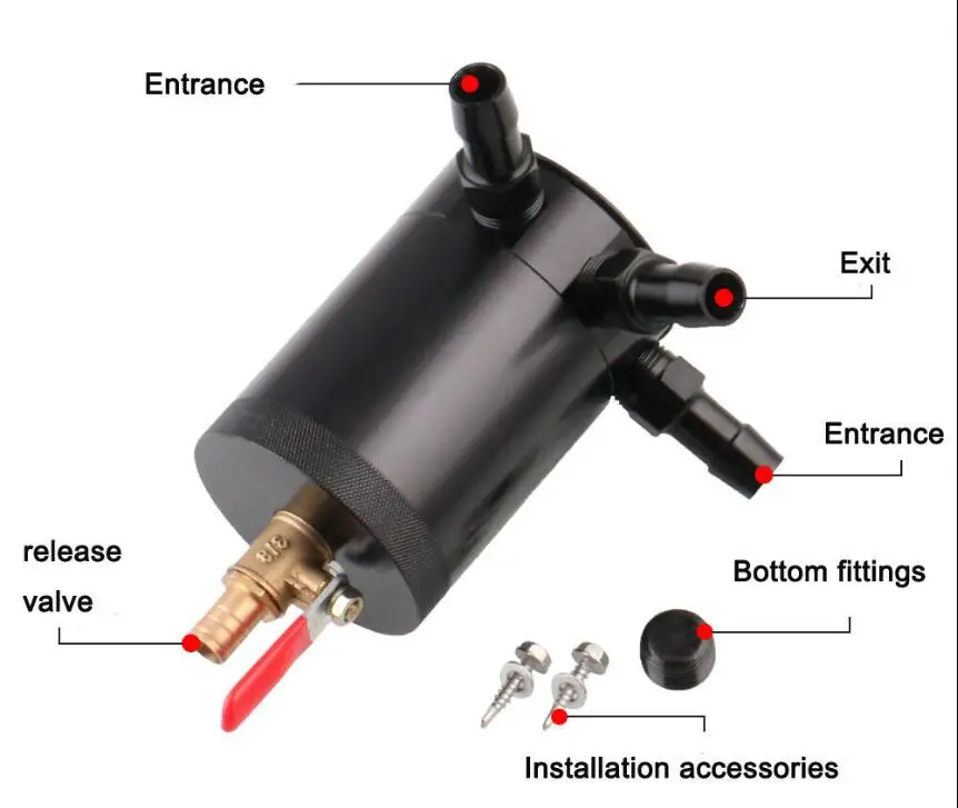 Universal  Three Holes  Black  Blue  Red Color  Baffled Oil Catch Can Oil Separator Catch Can Aluminum air oil separator