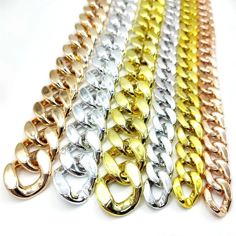 Plastic Handbag Chain Accessory Open Link Gold Plated Acrylic Chain for Bags
