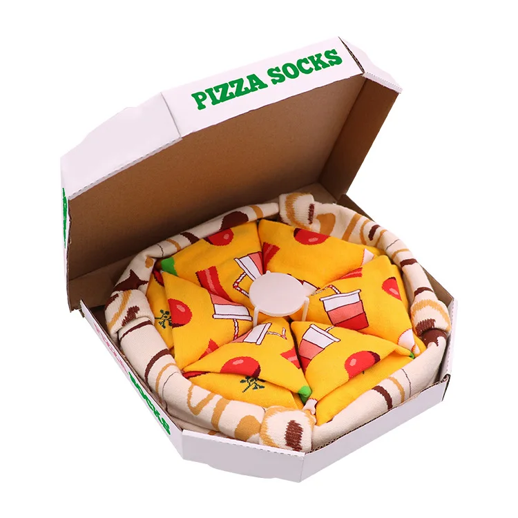 Fun Novelty Crazy Funky Food Cotton Socks Pizza Box Funny Socks for Men Women Teens