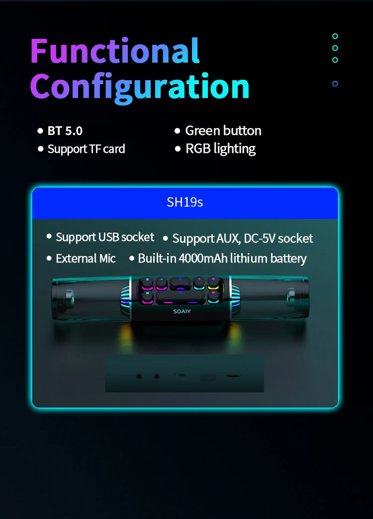 SH19S 3D Surround Subwoofer Stereo Gaming Speakers With Dezzle Colour Lights Tf Card Wireless Speaker