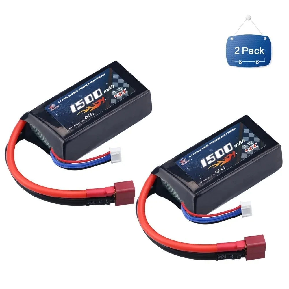 Melasta 1500mAh 11.1V 40C 3S  LiPo Battery Pack Deans -T Connector for RC Battery Racing Cars Aircraft & Helicopter,Rc car