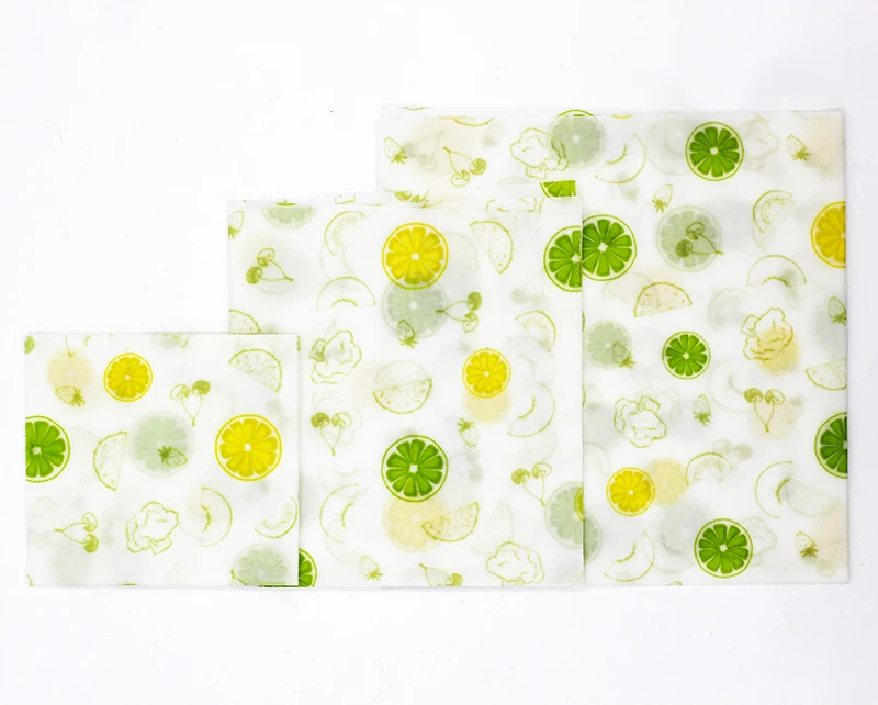 Eco-friendly GTOS certified organic cotton fruit and vegetable reusable pure beeswax wrap original design