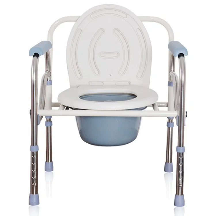 Foldable Commode Shower Chair Adjustable Height Toilet Seat With Handle Bathroom Safety Toilet Chair for Elderly Disabled People