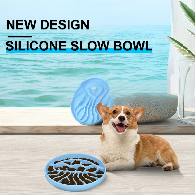 New Design Round Jellyfish Dog Bowl Silicone Slow Feeder Custom Unique Cute Pet Bowl With Suction Cup