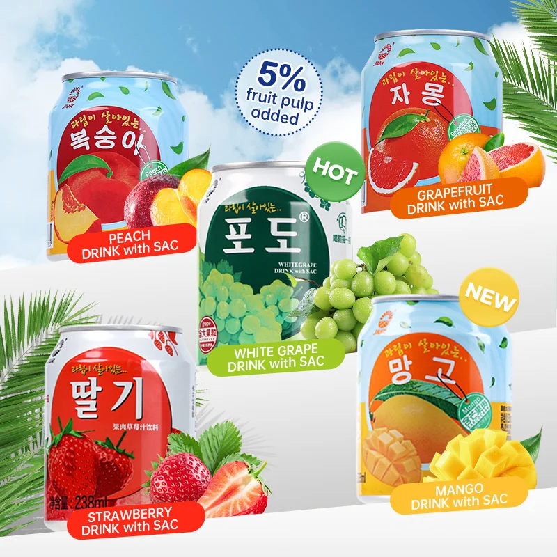 JIUR New Flavors Best seller 238ml mango cans with fruit juices production OEM private label soft drinks flavour for sale