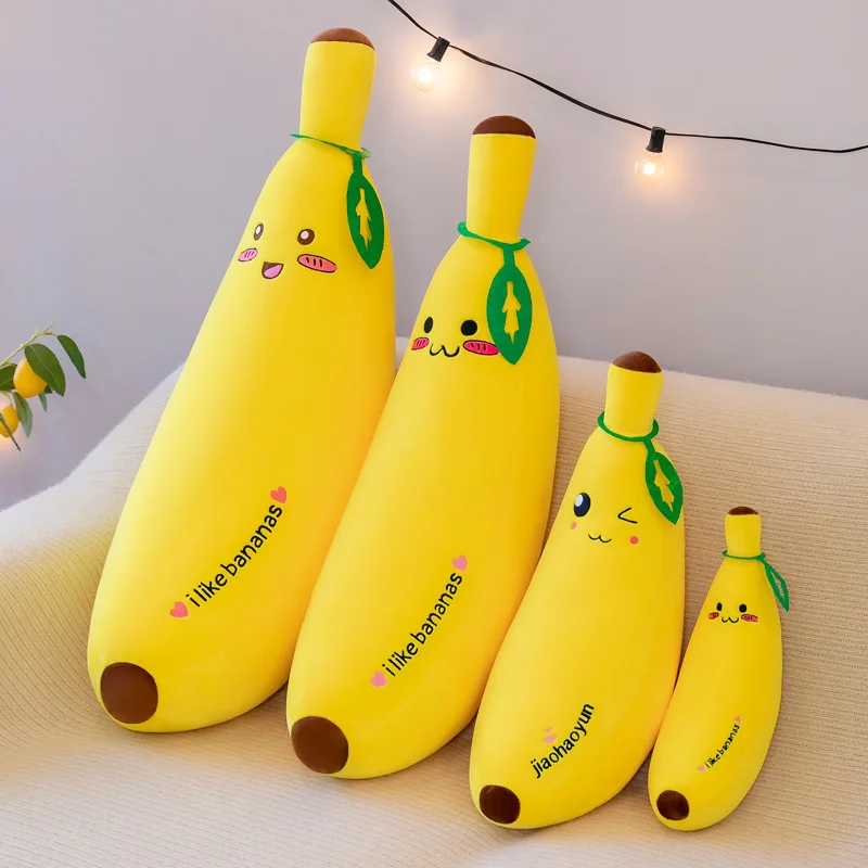 Hot sale custom 35/50cm Large size simulation banana plush fruit pillow sleep doll girl birthday gift