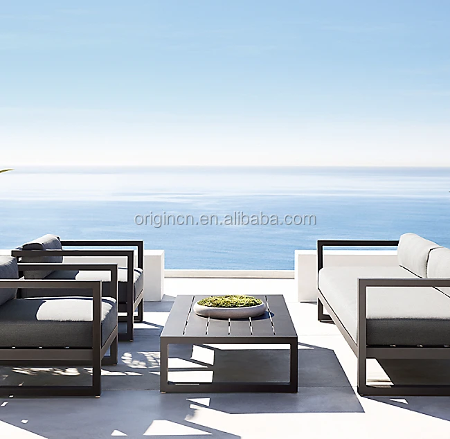 Нержавеющий алюминиевый каркас, простой дизайн, толстые подушки, уличная мебель, набор металлических диванов (1600322290208)