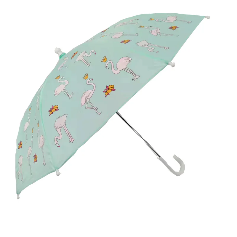 High Quality Safety Manual Open 17' Child Flamingo Color Change Umbrella