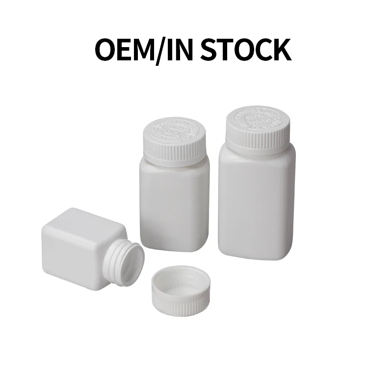 Wholesale HDPE plastic pills packaging container square frosted supplement bottle for powdered vitamins