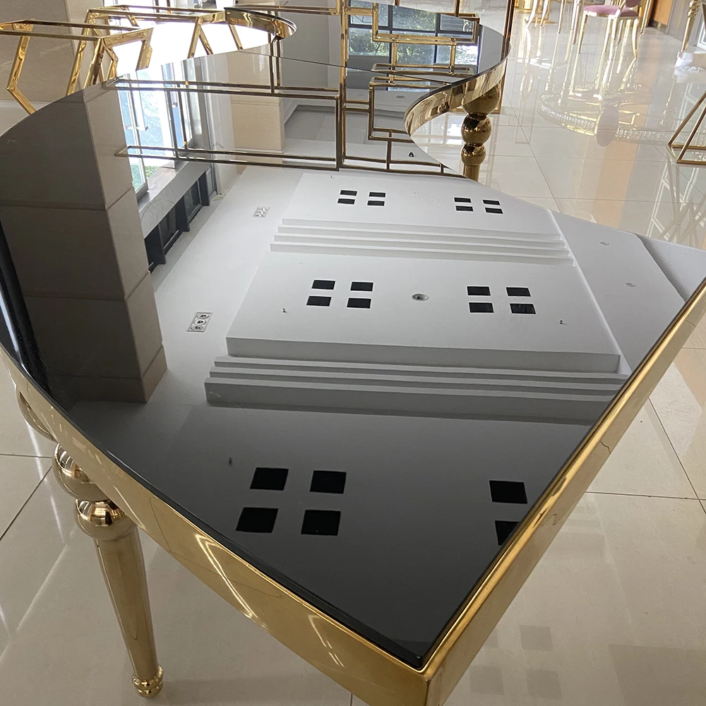 Modern Luxury Acrylic Round  Mirror Cover Dinning Table Set Events Furniture For Wedding Rental