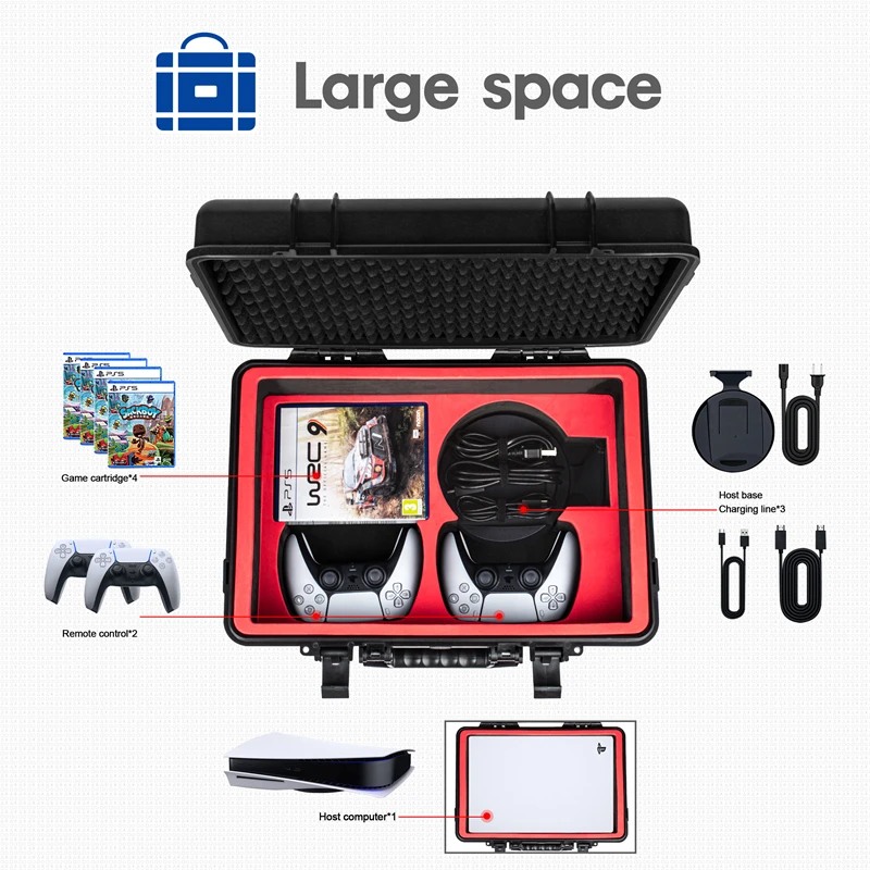 Travel Hard Case Carrying Case for PS5 PlayStation 5 Console Controllers Games Standard Digital Versions Accessories