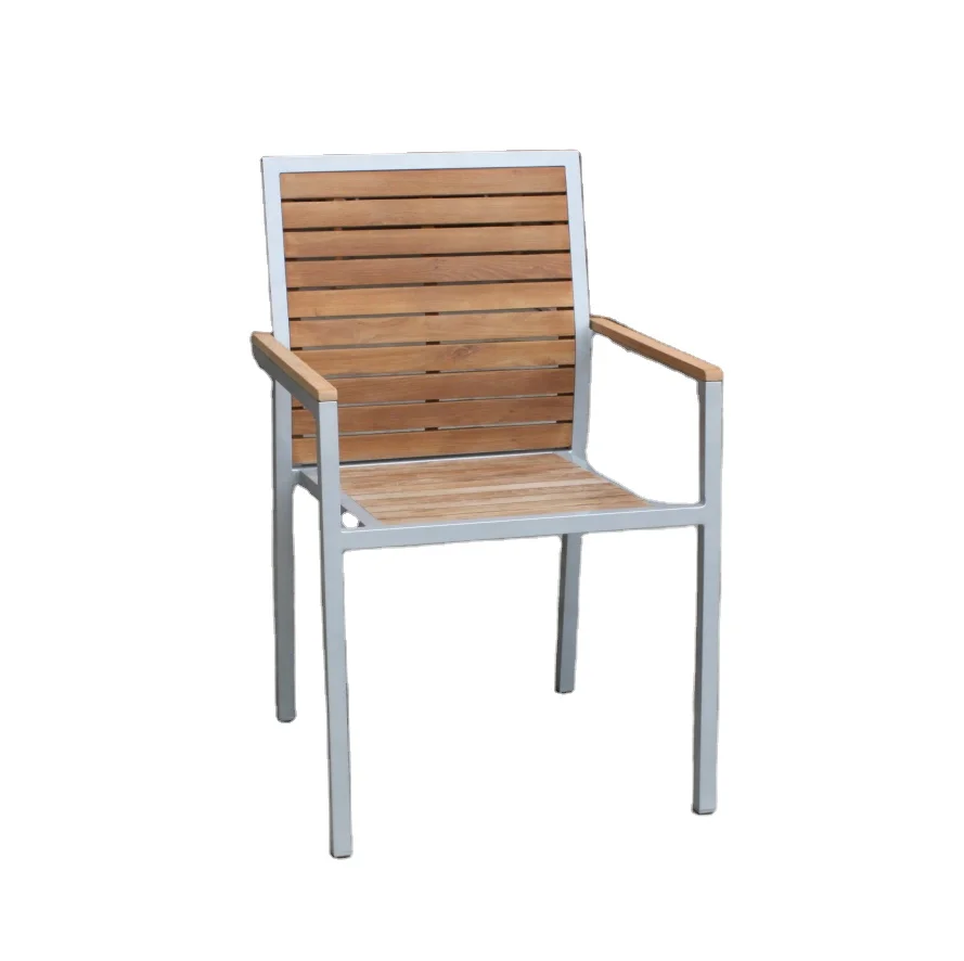aluminum frame burma teak wood table and chair