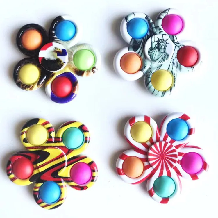  2021 new arrivals anti-stress silicone sensory popper push bubble hand 1 piece pop fidget spinner for kids