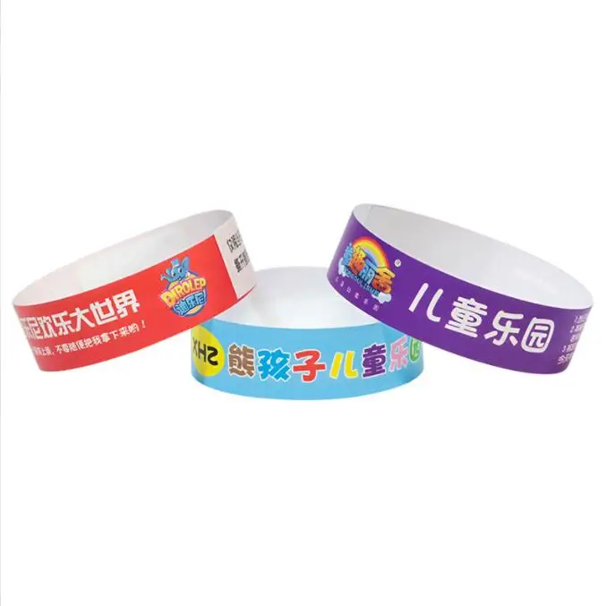 Customized One Time Use Disposable Bracelet Wrist Band Waterproof Plastic Tyvek Paper Wristband