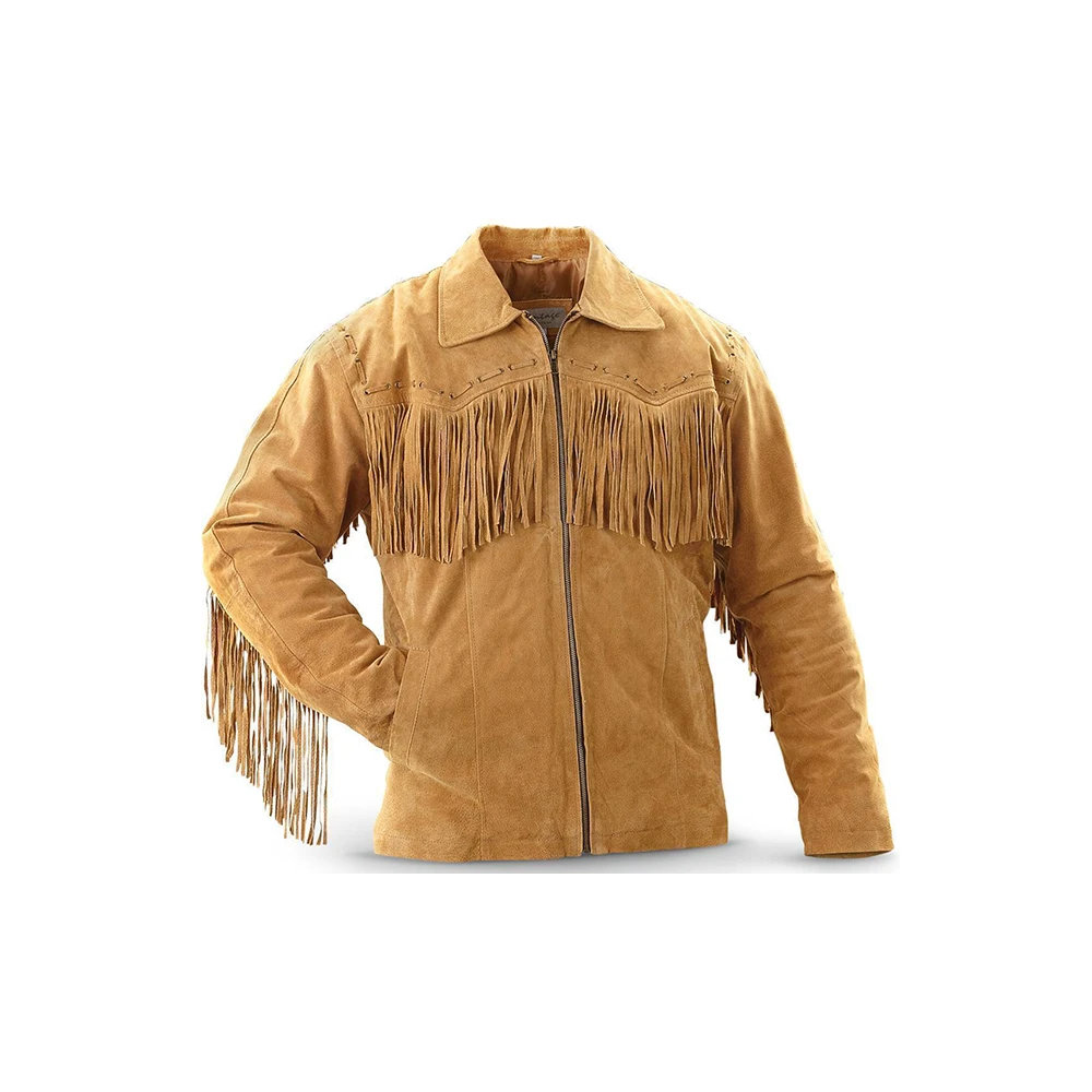 Customized Western Suede Cowboy Leather Jacket/Unisex Brown Suede Genuine Leather Jacket /Top Quality beige Suede Western Jacket